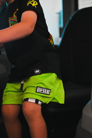 Green Mesh Speed Shorts - Checkered Liner